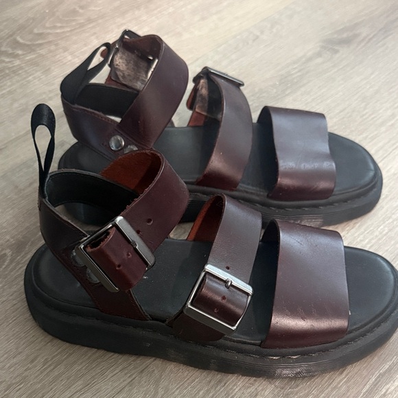 Women's Dr Marten Brown Leather Sandals - Picture 2 of 5